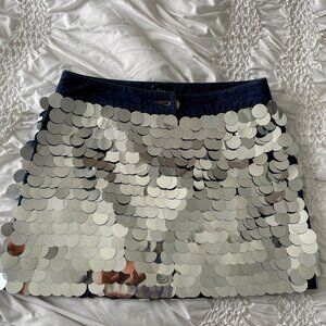 Sequin and Denim Mini skirt